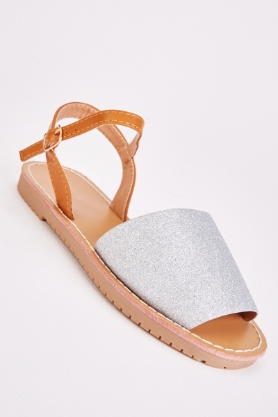 Glittery Strap Contrast Sandals
