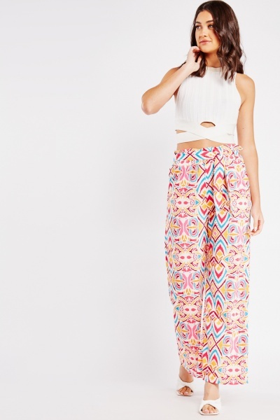 Image of Aztec Print Belted Trousers