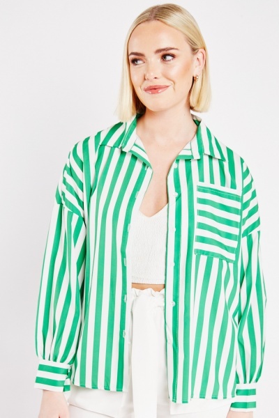 Image of Button Front Striped Shirt