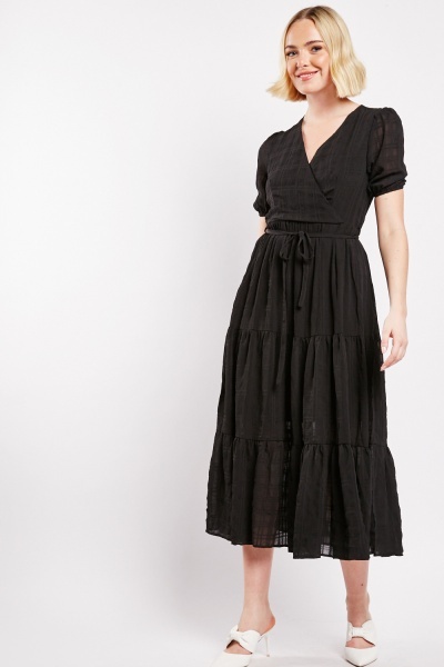 Image of Textured Wrap Midaxi Dress