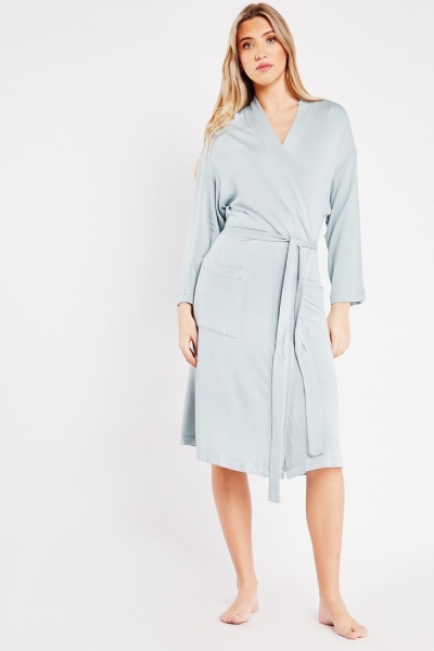 Image of Aqua Belted Dressing Gown