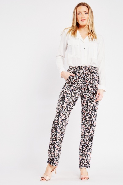 Image of All Over Floral Print Trousers