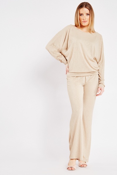 Image of Textured Plain Top And Trousers Set