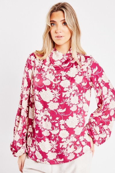 Image of Floral Bishop Sleeve Blouse