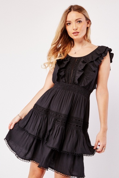 Image of Crochet Trim Mini Layered Dress