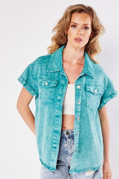 Image of Faded Denim Cotton Shirt