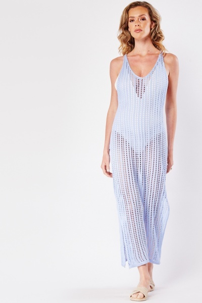 Image of Loose Crochet Knit Maxi Dress