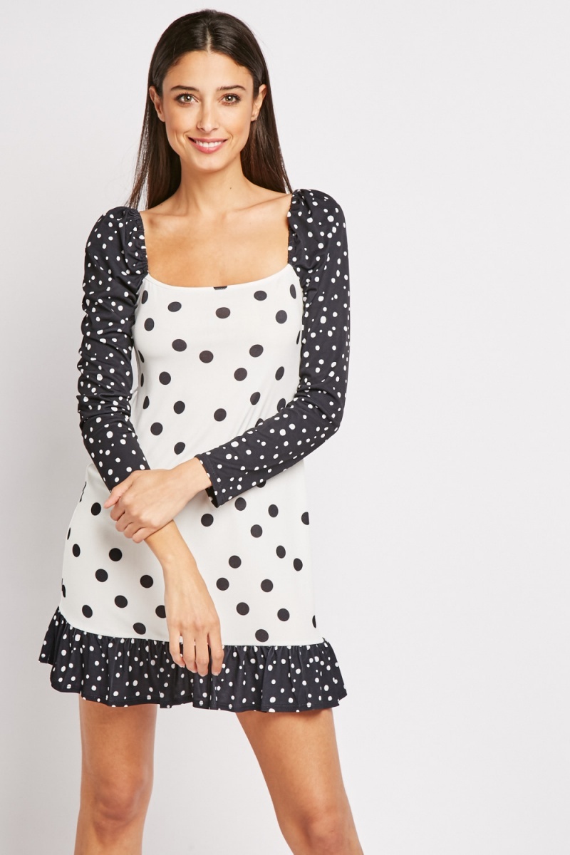 polka dot contrast dress