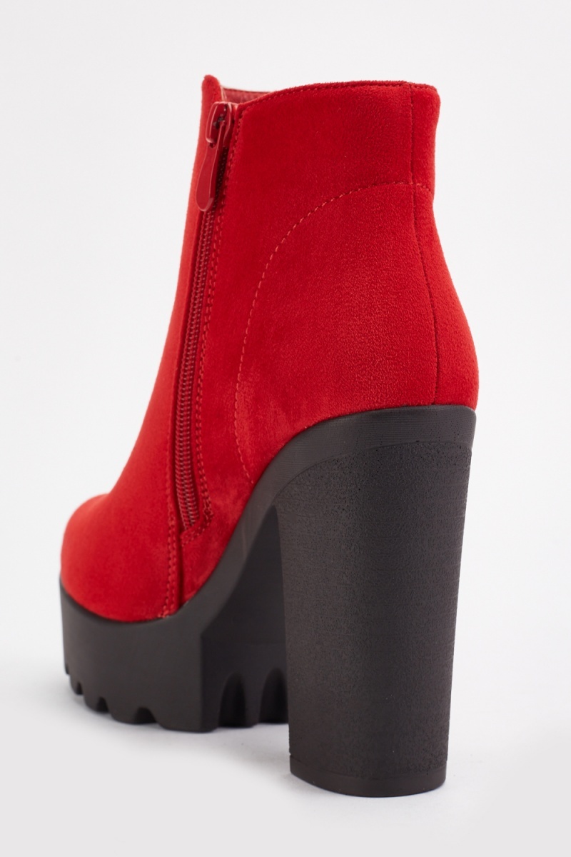 chunky red boots