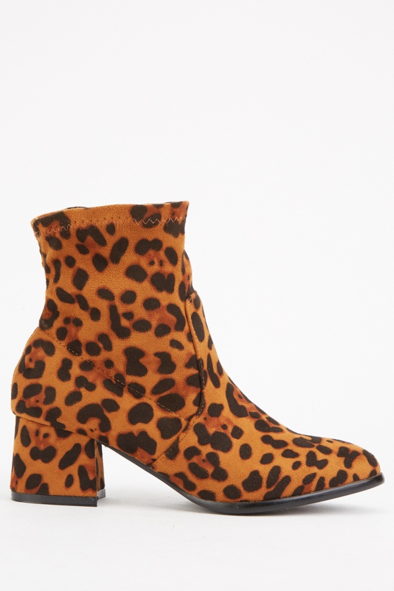 leopard print boots block heel