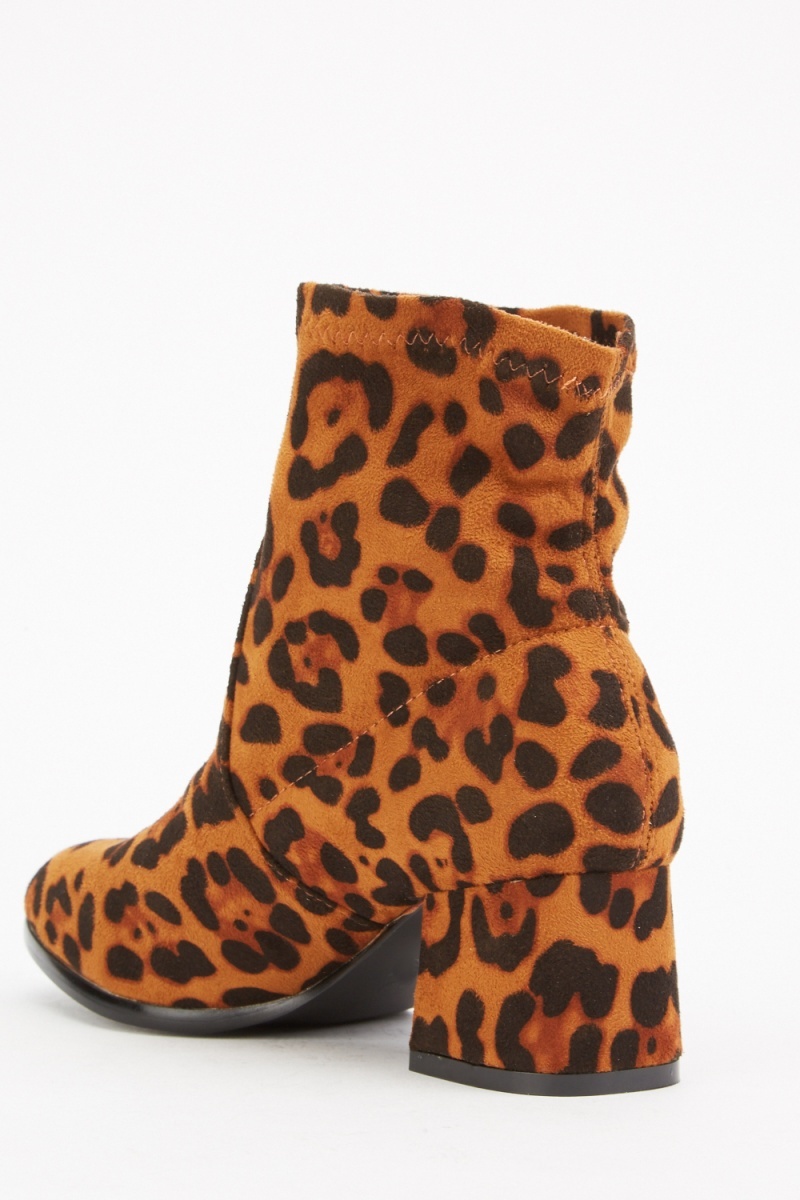 leopard print ankle boots block heel