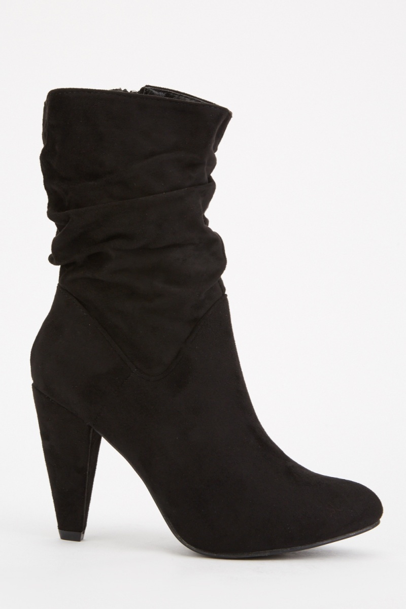 ruched calf length boots