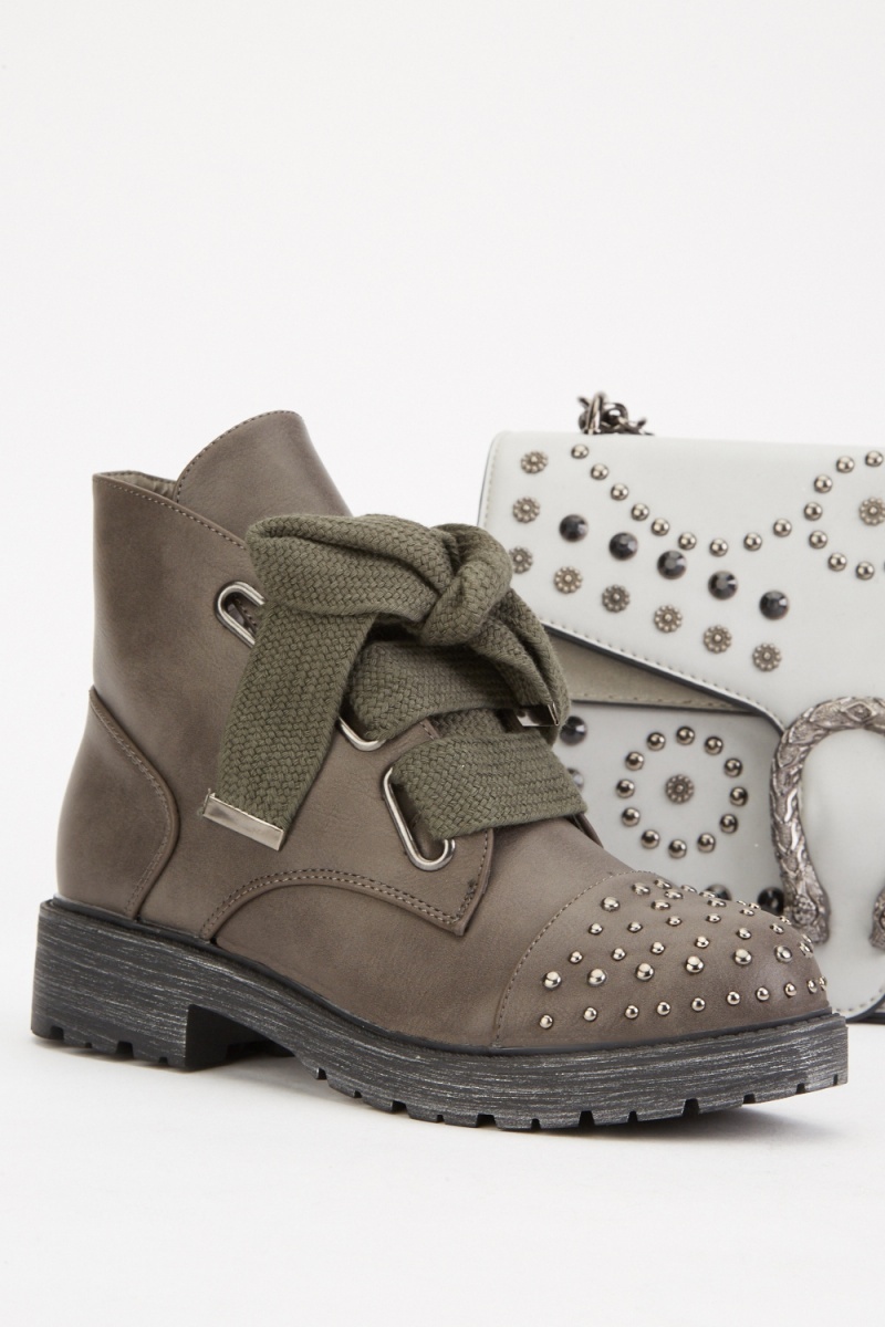 grey lace up ankle boots