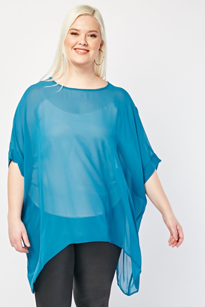 teal chiffon top