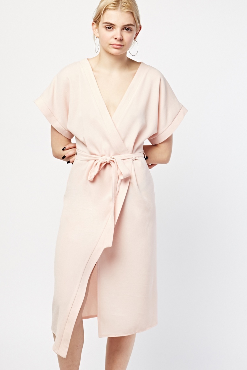 light pink wrap dress short