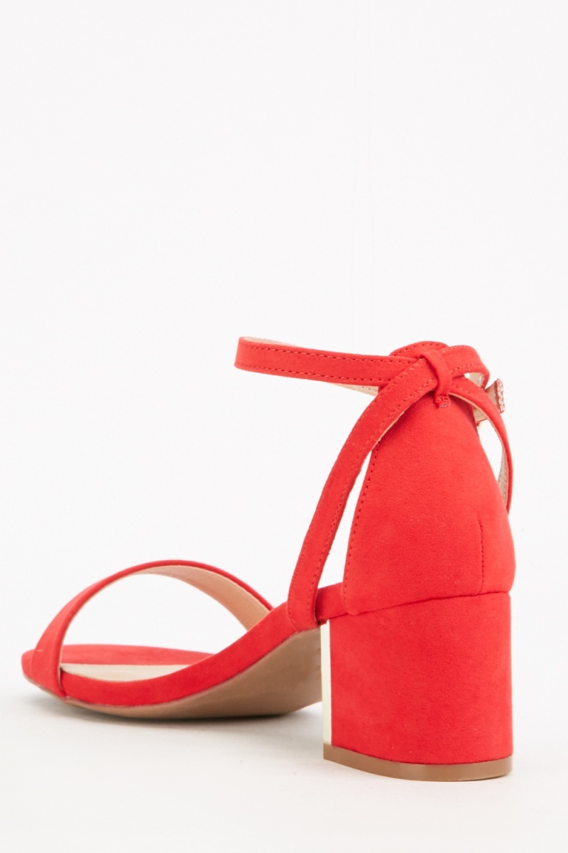 wide fit red block heels