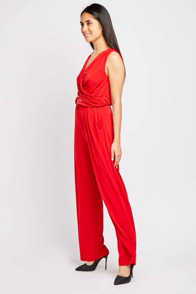 sequin wrap jumpsuit