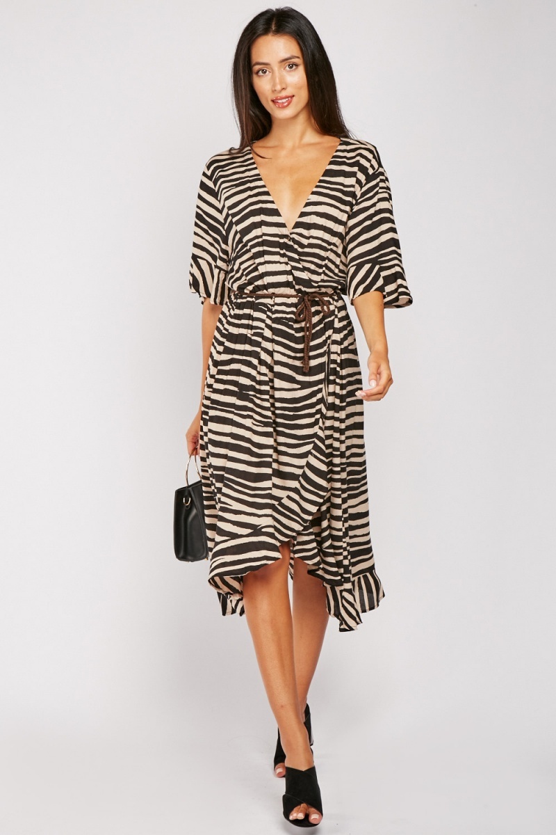Zebra Print Wrap Dress - Just $6