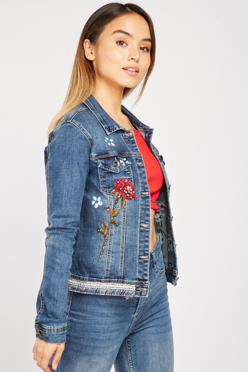 superdry embroidered denim jacket