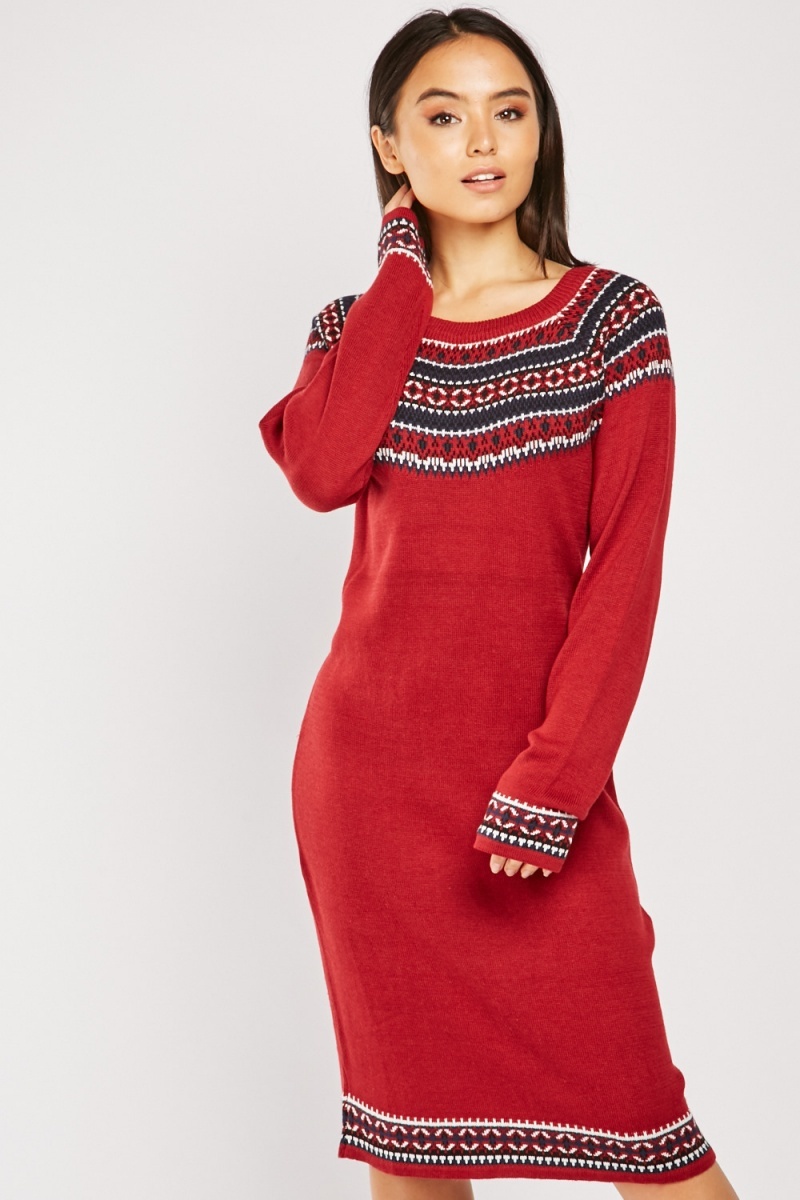 ladies fair isle jumper dress