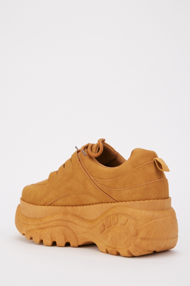 Camel Lace Up Chunky Trainers - Just $6