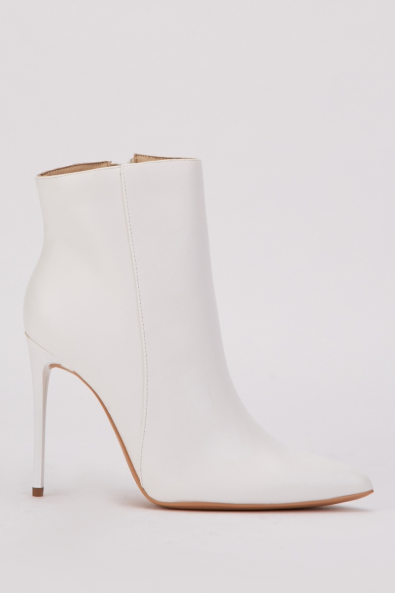 white pencil heel boots