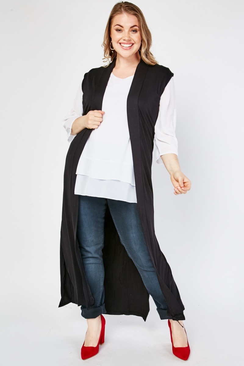 maxi sleeveless cardigan