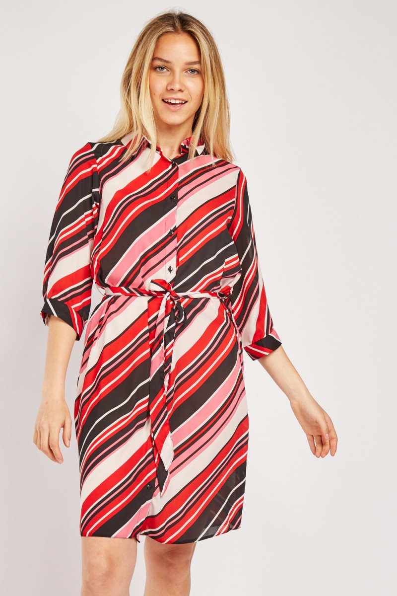 red striped shirt dress