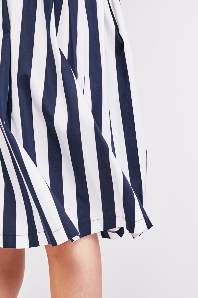 vertical striped midi skirt