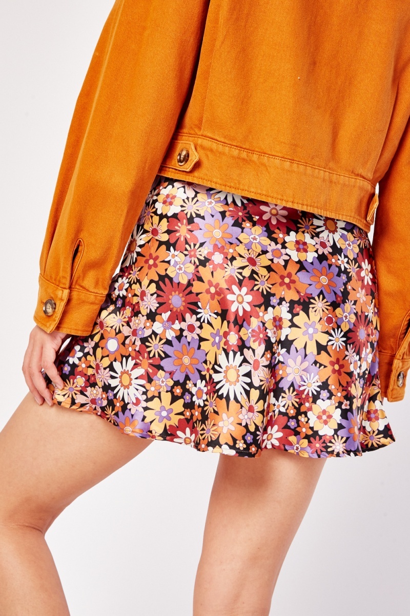 retro floral mini skirt