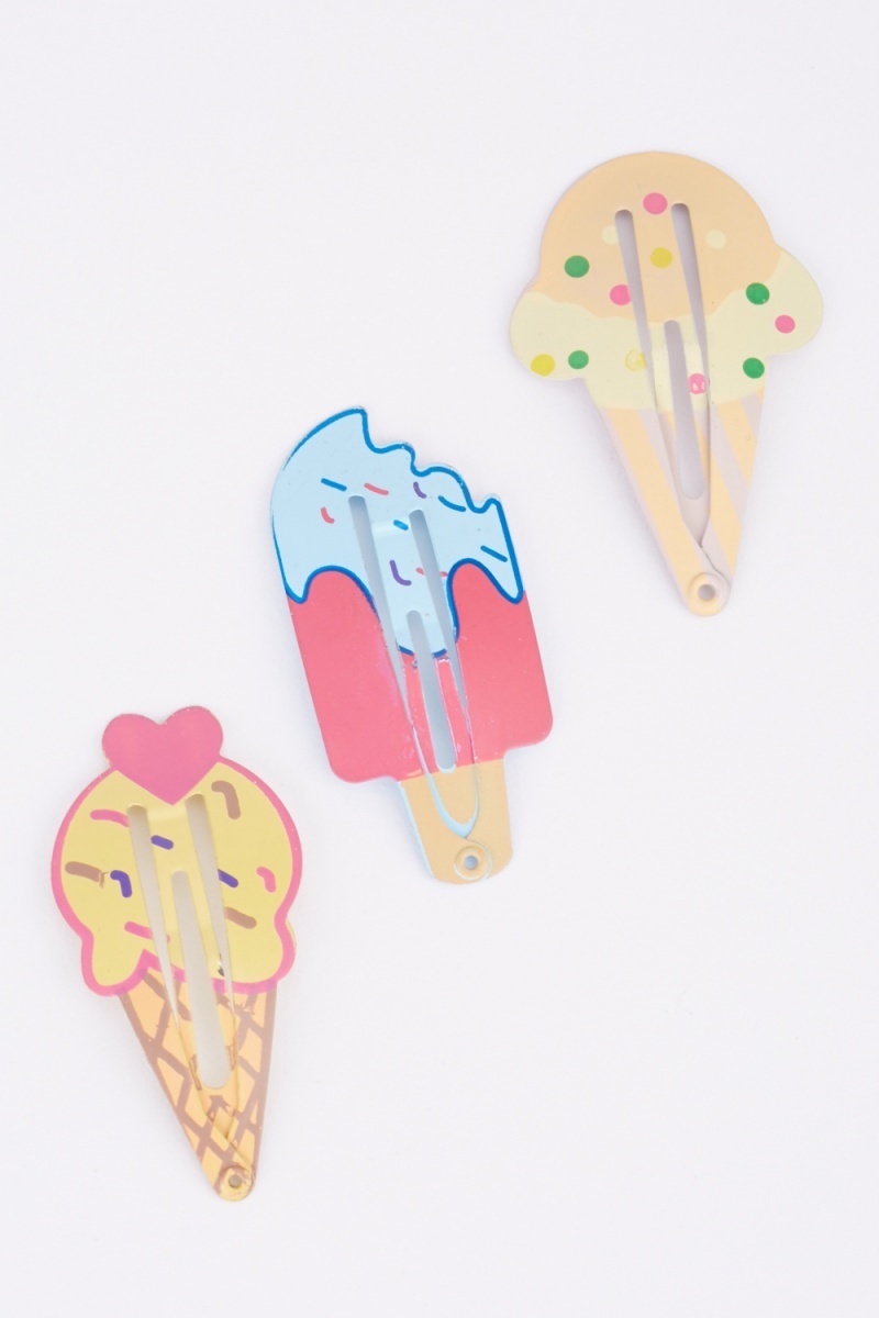 Ice-Cream Press Snap Hair Clips - Yellow/Multi - Just $3