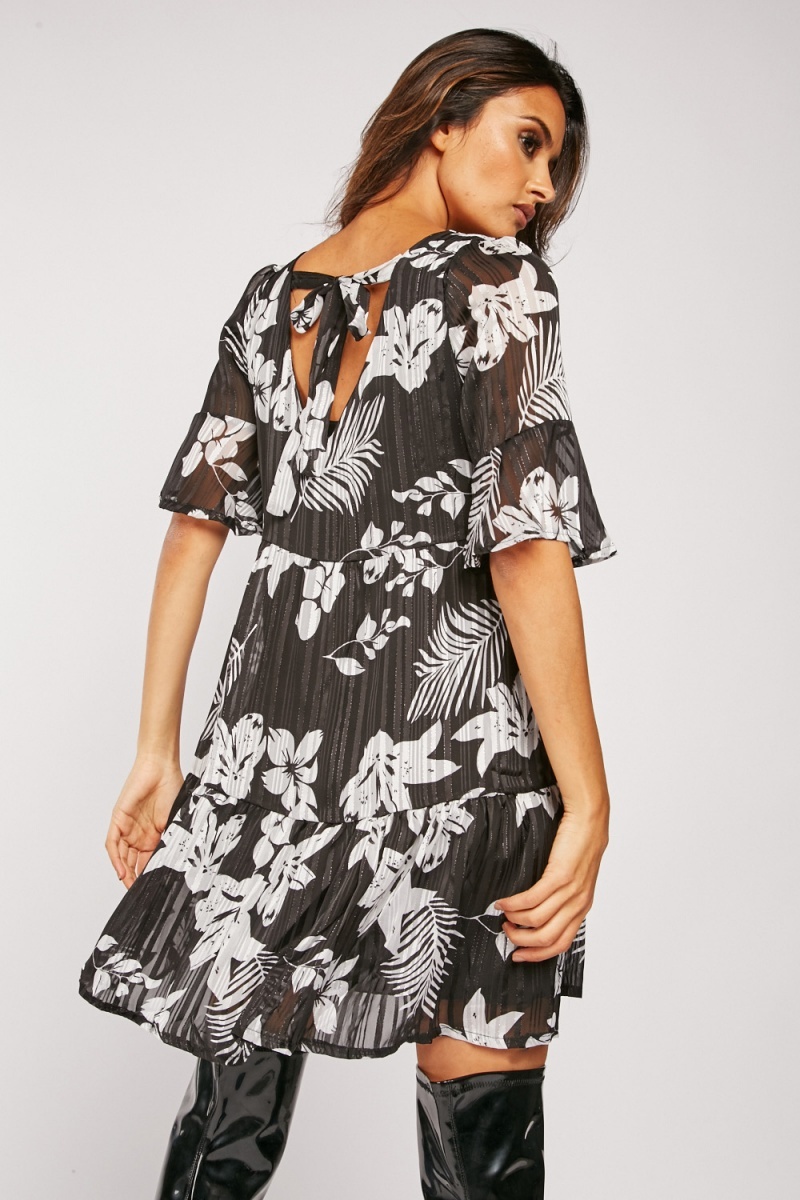 ruffle hem chiffon dress