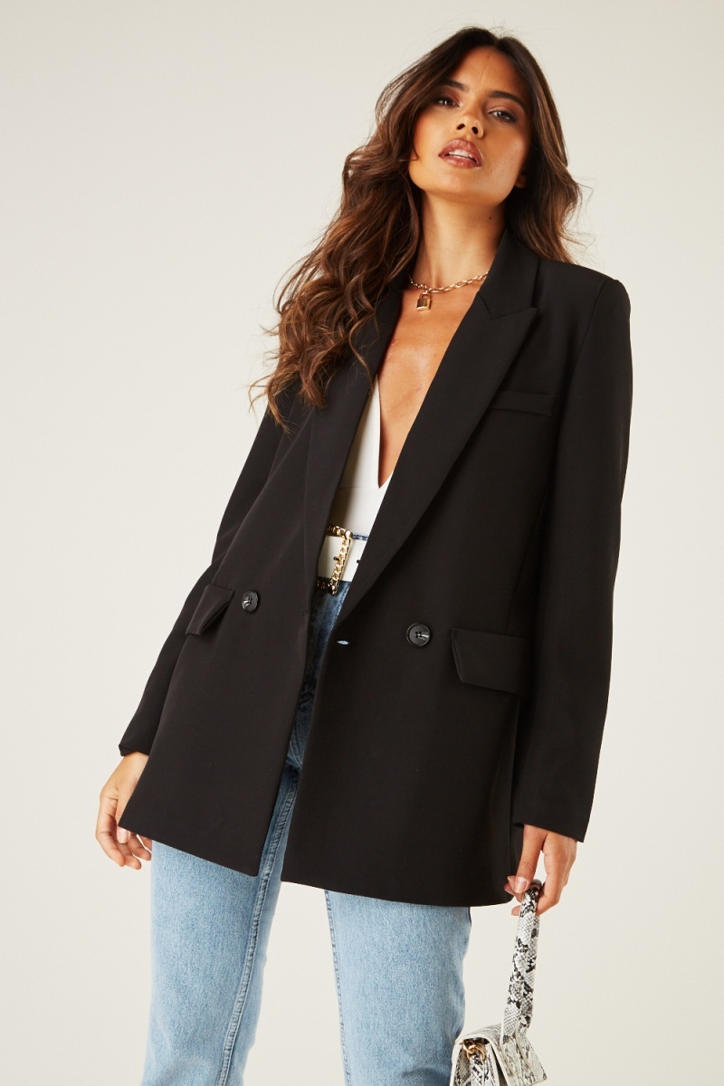 black double breasted boyfriend blazer