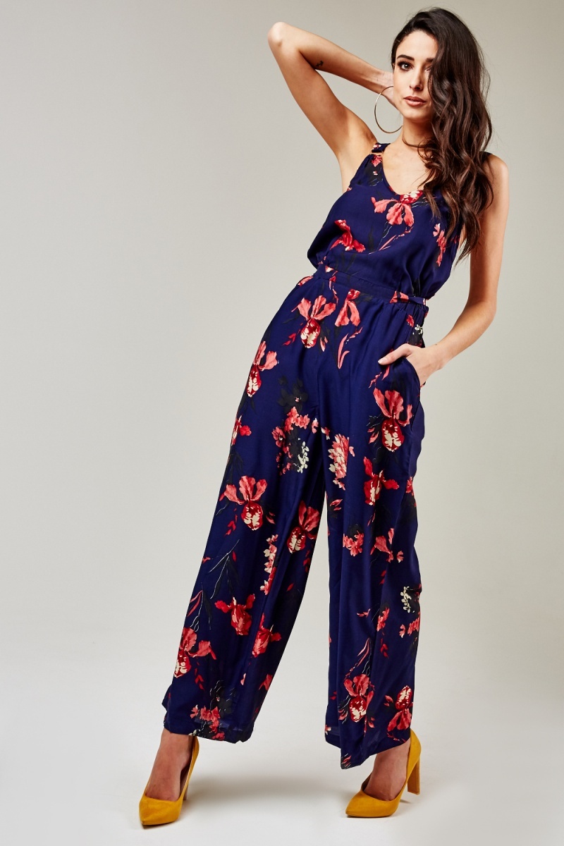 floral tie up jumpsuit