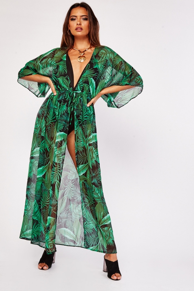 tropical print beach cover up