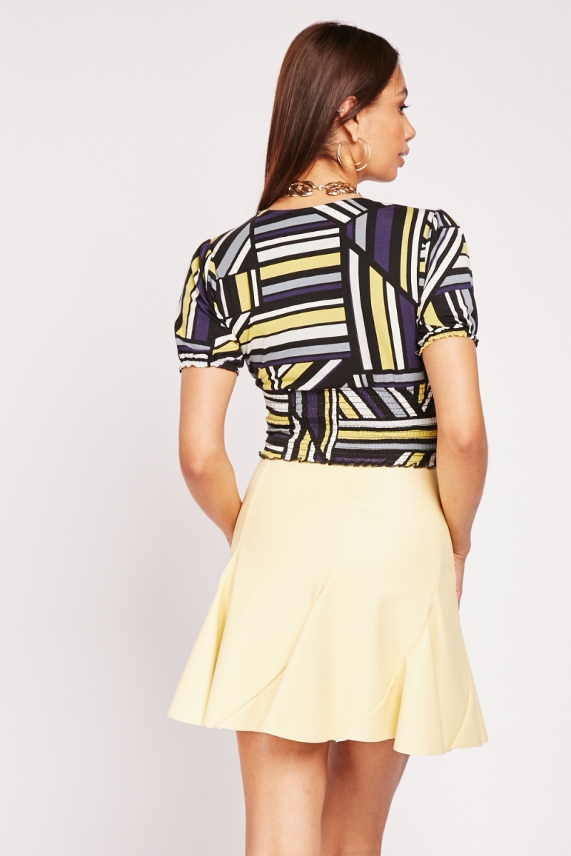 BELTED MINI SKIRT - Light yellow