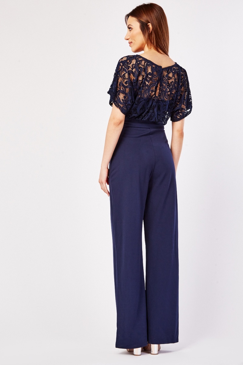 navy lace palazzo jumpsuit