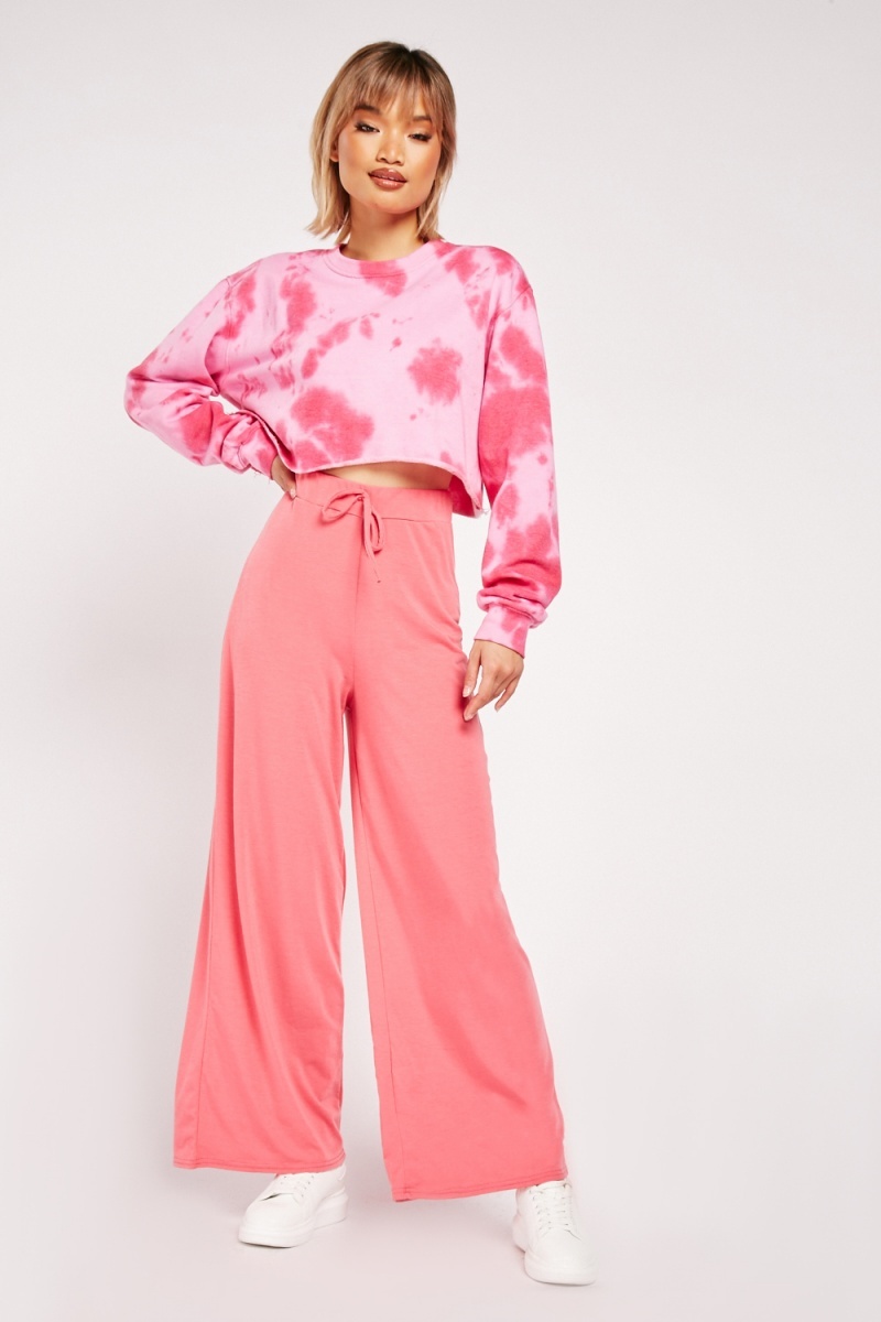 Missguided Wide Leg Satin Trousers in Pink  Lyst UK