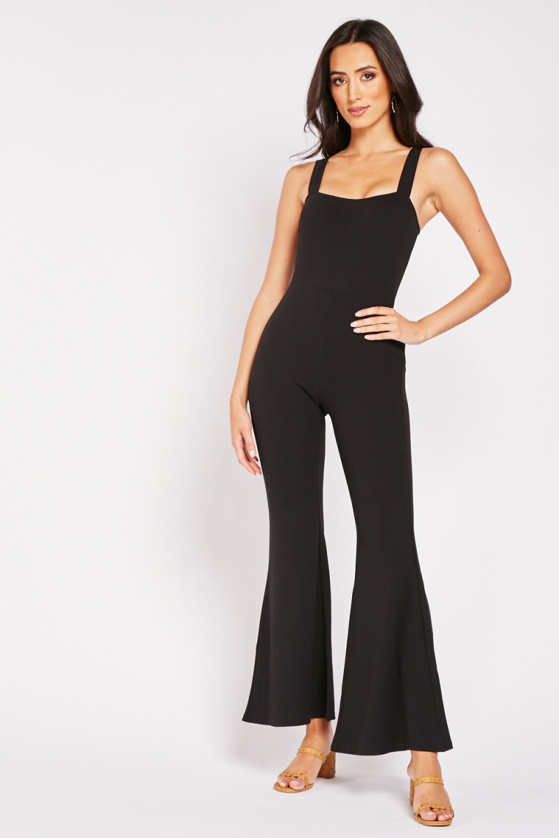 black flared jumpsuit womens