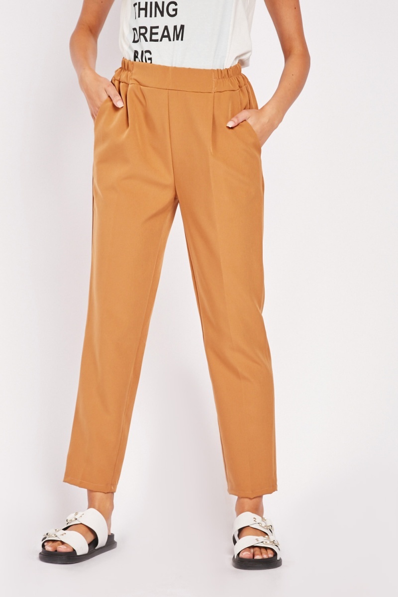 Camel Tapered Trousers  New Look