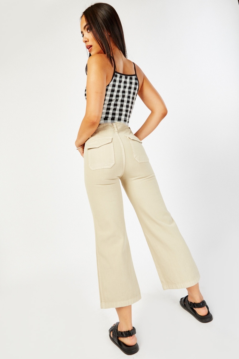 Shop Stripe Detail Cropped Trousers with Pockets and Belt Online  Max UAE
