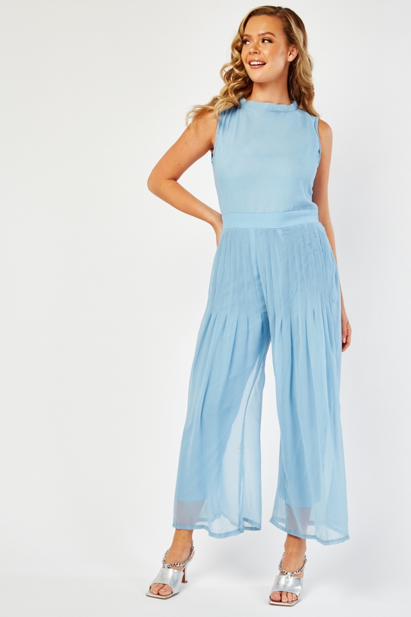 blue chiffon jumpsuit