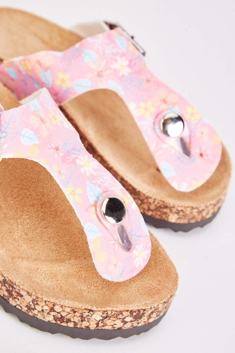 Floral Kids Cork Slide Sandals - 3 Colours - Just $1
