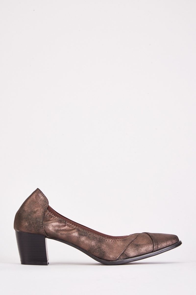 Journee Signature Womens Genuine Leather Jillian D'orsay High Block Heel  Almond Toe Pumps Brown 6.5 : Target