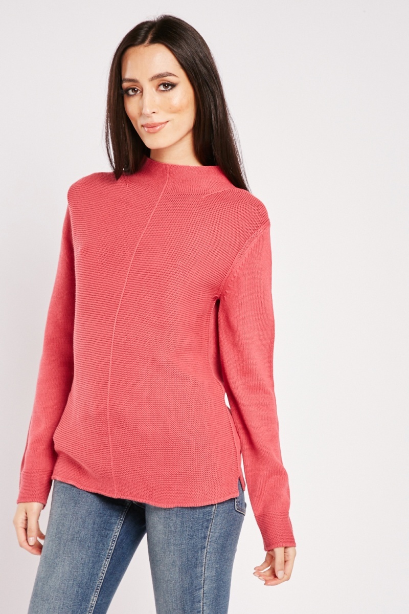 High Neck Textured Knit Jumper - 3 Colours - Just $7