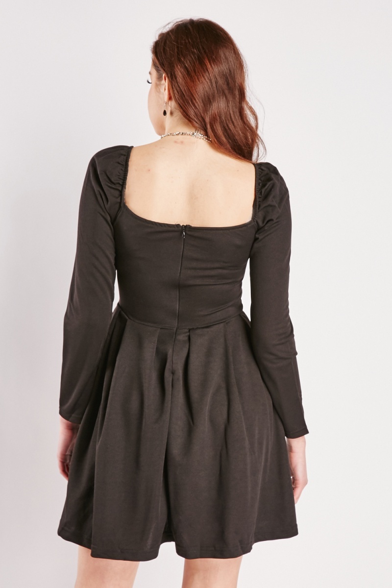 Olive & Oak Women's Long Sleeve Novelty Swing Dress, Black, X-Small at   Women's Clothing store