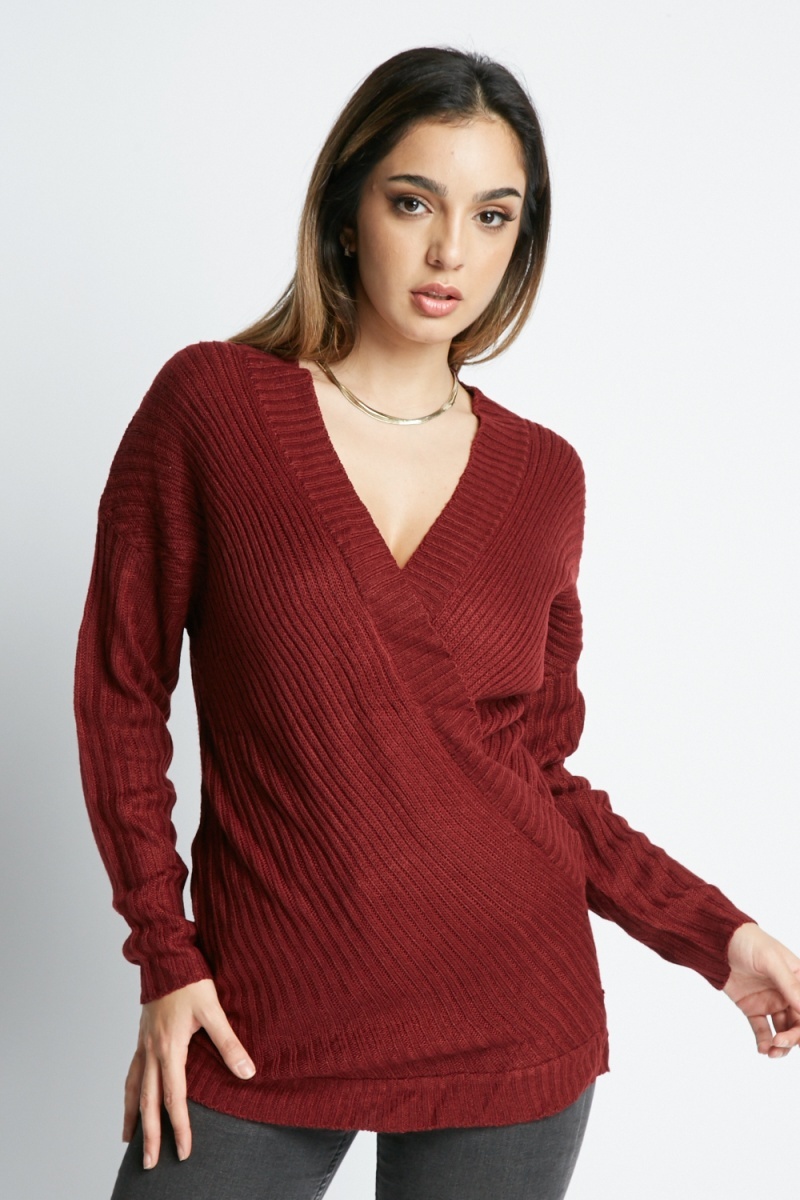 Red on sale wrap jumper