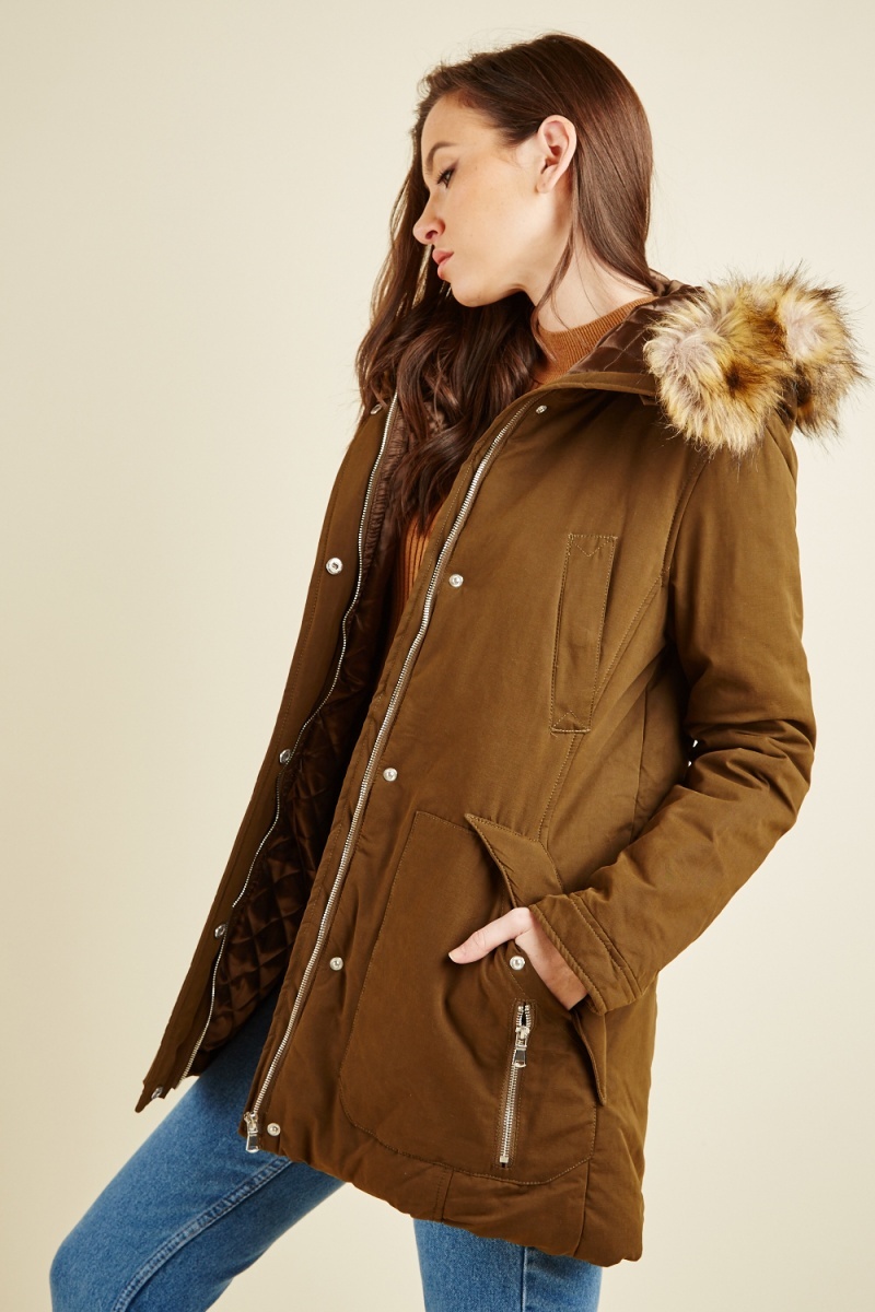 khaki hooded parka womens