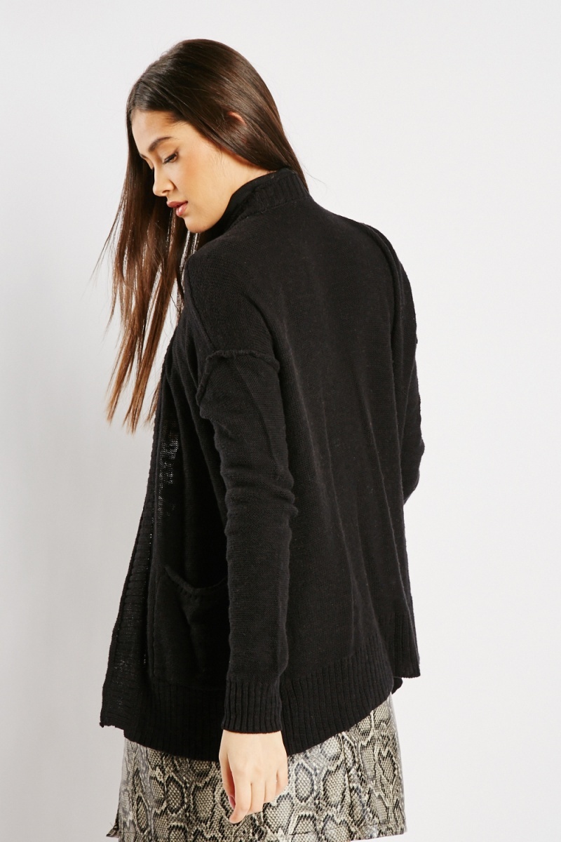 black loose knit cardigan