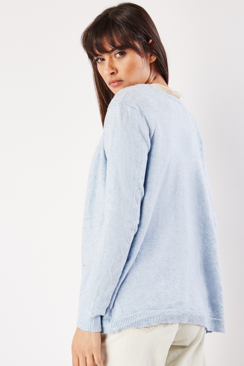 Light blue clearance open front cardigan